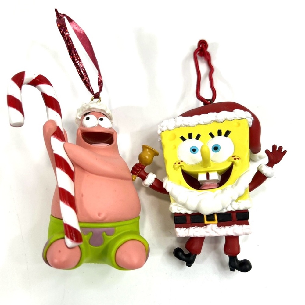 Vintage Viacom 2006 SpongeBob & Patrick Christmas Holiday 2 Ornaments Set  RARE